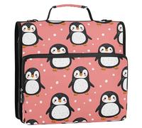 Animal Penguin Simple Line Cartoon Style 3 anelli Office Binder Organizer con cinghia Laege Capacità Portfolio Organizer adatto per la scuola media
