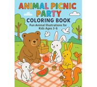 Animal Picnic Party Coloring Book: Fun Animal Illustrations for Kids Ages 3-6