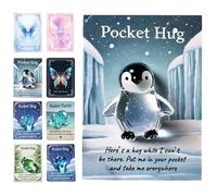 Animal Pocket Hug Gifts - Mini Pocket Resin Animal Hug Badge, Penguin/Turtle/Frog Token for Kids & Adults, Long Distance Relationships, Valentine, Birthday, Thanksgiving (penguin)