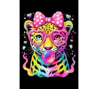 Animal Print Blowing Bubblegum Leopard Lover Coquette Bow Notebook: Funny Leopard Prnt Glasses Blowing Bubble Gum Back To School composition notebook 6" x 9", 120 Pages