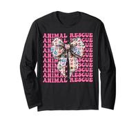 Animal Rescue Adopt Dogs Cats Girl Coquette Bow Rosa Maglia a Manica