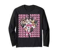 Animal Rescue Adopt Dogs Cats Girl Coquette Bow Rosa Maglia a Manica