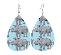 Animal Rhino Orecchini a goccia in pelle, leggeri, bohémien, idea regalo per donne e ragazze