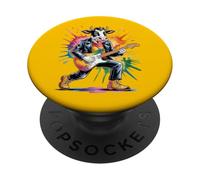 Animal Rockband Leader - La mucca sta suonando una chitarra 1 - Fan Fun PopSockets PopGrip Adesivo