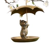 Animal, scoiattolo per uccelli con ombrello, scoiattolo Holding, ombrello per mangiatoia per uccelli, in metallo, ombrello per uccelli selvatici, per tutte le stagioni