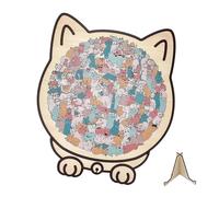 Animal Shaped Cat Puzzle - 135 Piece Wooden Jigsaw Puzzle for Adults & Kids | Challenging Brain Teaser Decor Kit with Precision Cut Pieces, Wall Art Gift for Family Friends & Lovers