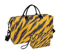 Animal Skin Leopard Giallo Nero Decorativo Weekender/Pernottamento Duffel Borsa Allenamento con Cinghia Regolabile per Viaggio 2 Pz Set Bolsa para viajar en Avion de Mujer
