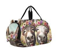 Animal Sniffs Rose Girls Duffle Bags Travel Tote Weekend Duffel Pernottamento Ragazzi Carry on Duffel Sport Dance Bag, Carino Asini Ridere, classico