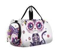 Animal Sniffs Rose Girls Duffle Bags Travel Tote Weekend Duffel Pernottamento Ragazzi Carry on Duffel Sport Dance Bag, zucchero teschio gatto carino, classico