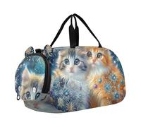 Animal Sniffs Rose Girls Duffle Bags Travel Tote Weekend Duffel Pernottamento Ragazzi Carry on Duffel Sport Dance Bag, Gatti gattini carini, classico