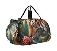 Animal Sniffs Rose Girls Duffle Bags Travel Tote Weekend Duffel Pernottamento Ragazzi Carry on Duffel Sport Dance Bag, Animal annusa la rosa, classico