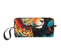 Animal Tiger Borsa per il trucco resistente all'acqua da viaggio organizer per articoli da toeletta per donne e uomini borsa per cosmetici ad acquerello con cerniera piccola borsa portatile per