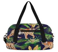 Animal Tiger - Borsone da viaggio per bambini con foglie tropicali, leggero, per sport, palestra, per bambini, per la notte, weekender, da portare con sé, da portare con sé, da portare con sé, Tigre