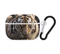 Animal Tiger Custodia per AirPod Pro, cover rigida antigraffio in policarbonato con portachiavi, accessorio per AirPod Pro 2°/1° custodia per donne e uomini, stile bianco