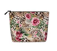 Animal Tiger Leopard Print Rose Flower Print Makeup Bag Borsa cosmetica per le donne Grande Capacità Viaggio Makeup Bag Zipper Pouch