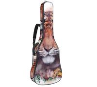 Animal Tiger with a Wreath of Flowers Custodia per chitarra acustica spessa imbottita impermeabile per chitarre da 40 41 42 pollici, Multicolore 01, 42.9x16.9x4.7 in, Zaino casual