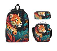 Animal Tiger - Zaino per ragazze e ragazzi, con borsa per il pranzo, astuccio per matite acquerello, 3 pezzi, borse per la scuola, isolato, regalo per donne e uomini