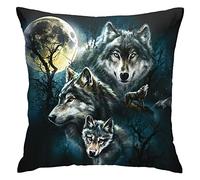 Animal Wolf Howling in The Forest Moon Throw Pillow Cover Case 18 X 18 pollici Federa quadrata decorativa per divano Divano Home Decor