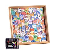 Animal Wooden Jigsaw Puzzles - Present For Cat Lovers | DIY Wooden Cat Puzzle Frame With 24 Color Pens For Adults Kids, Paintable Creative Educational Toys For Collectible Home Decor