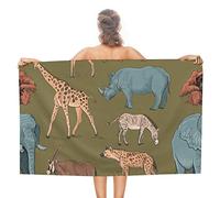 Animal World Asciugamano da spiaggia Asciugamani da piscina sottili in microfibra Super assorbente Coperta da spiaggia ad asciugatura rapida Asciugamani leggeri a prova di sabbia per viaggi Nuoto Bagn