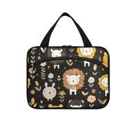 Animal Zoo Fiore Nero Hanging Bag per Viaggio con gancio, Designer Essentials Make up Bag per le donne Lavoro estuches para maquillaje L