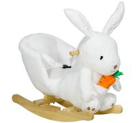 Animale A Dondolo A Forma Di Coniglio Con Suoni E Cintura Di Sicurezza, 60x33x50 Cm, Bianco