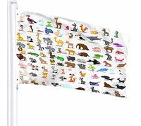 Animale Bandiera Decor 3x5 Ft Zoo Wild Cute Farm Leone Cervo Elefante Bradipo Pesce Maiale Mucca Tigre Zebra Poliestere Motivo stampato Decorazioni per esterni per case e giardini