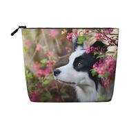 Animale Border Collie Cane carino Animale domestico, Borsa per cosmetici in lino sintetico Borsa per trucco Borsa da viaggio portatile