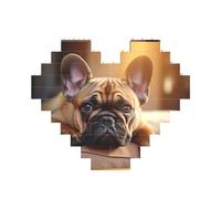Animale cane bulldog francese stampa edificio mattoni puzzle a forma di cuore puzzle in mattoni puzzle 3D decorazioni per la casa fai-da-te