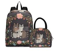 Animale Canguro Nero Zaini Studenti Borsa per il Pranzo al Sacco Set Scolastico Zaino Borsa per il Pranzo per Bambini Ragazzi