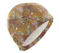 Animale Cartoon Leopard Brown Nuoto Cuffia per Capelli Corti Calvi Impermeabile per Nuoto Protezione Dei Capelli e Drag Riduzione Gorro para Nadar
