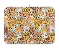 Animale Cartoon Leopard Marrone Riutilizzabile Piatto Stuoia di asciugatura 18x24 Rettangolo Grande tappetino Sotto Scolapiatti Decorativo Home Decor Essentials