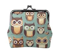 Animale Cartoon Owls Carino piccolo portafogli donna, portafogli da donna, portamonete da donna, piccolo portafoglio da donna, con cerniera e blocco bacio, nero, Taglia unica, Art Deco