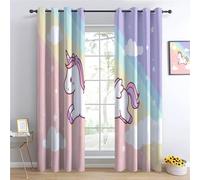 Animale Da Sogno Unicorno Arcobaleno Tende oscuranti termoisolanti opache alla luce, Stile Cartone Animato Tende oscuranti con occhielli per camera da letto e soggiorno 117L x 229A cm (2 Pannelli)