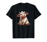 Animale del fumetto seduto della mucca sveglio scontroso Maglietta
