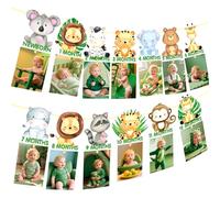 animale della giungla 1 ° compleanno decor 12 mesi foto banner safari animali tema pietra miliare party supplies wild one decorazioni