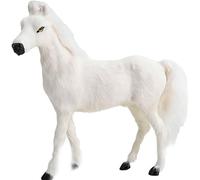 Animale di peluche a forma di cavallo, peluche realistico in morbida pelliccia dettagliato realistico in piedi pony for bambini fattoria for bambini arredamento equestre regalo educativo(White)