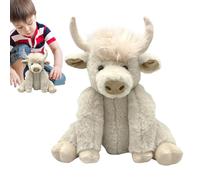 Animale di peluche della mucca delle Highlands,Mucca delle Highlands in peluche | Peluche scozzese delle Highlands da 10 pollici | Bovini delle Highlands al letto, giocattolo da fattoria con suono