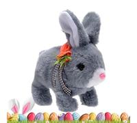 Animale di peluche di coniglio in movimento, animale di peluche realistico coniglio | Il coniglio di peluche elettronico con lo zaino è acceso - Camminare, tremare le orecchie, suona giocattoli