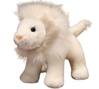 Animale Di Pezza Di Leone Realistico, Peluche Di Gatto Realistico Morbido Simpatico Giocattolo Selvaggio Educativo Compleanno Regalo Di Natale For Adulti Bambini(White,30*25cm/11.8*9.8")