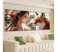 Animale Diamond Painting Kit Completo, Ragazza Diamond Painting Grande 100x50cm, Fai da Te 5D Diamantini Crystal Art Strass Ricamo a Punto Croce Artigianale Kit Decorazione Domestica, Regali 0R-74