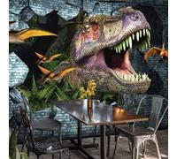 Animale Dinosauro Cubico Retrò Astratto Rotto A Parete 3D Carta Da Parati Facile Installare Mobili Sfondi Ufficio Divano Camera Letto Sfondo Decorazione Murale-300cm×210cm