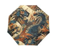 Animale Dinosauro Della Giungla Artistica Ombrello Pieghevole Automatico Ombrelli Antivento Protezione UV da Viaggio per Bambini Ragazzi Ragazze