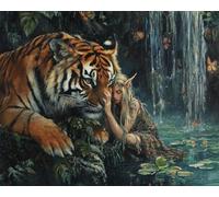 Animale Diy Kit Per Ricamo Con Perline Dipinto Ad Olio Di Una Tigre Kit Punto Croce Con Perline,Set Ricamo Timbrato Per Adulti,Decorazioni Da Parete 30x40 cm