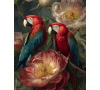 Animale Diy Kit Ricamo Francese Con Perline Pappagalli E Fiori Kit Per Ricamo A Punto Croce,Pittura Fai Da Te Con Perline,Arazzo 3D,Seed Bead Embroidery Kits 60x80cm