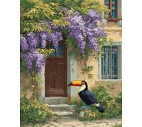 Animale Diy Kit Ricamo Francese Con Perline Pappagalli E Glicini Kit Per Ricamo A Punto Croce,Pittura Fai Da Te Con Perline,Arazzo 3D,Seed Bead Embroidery Kits 60x80cm