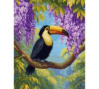 Animale Diy Kit Ricamo Francese Con Perline Pappagalli E Glicini Kit Per Ricamo A Punto Croce,Pittura Fai Da Te Con Perline,Arazzo 3D,Seed Bead Embroidery Kits 60x80cm