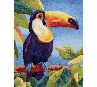 Animale Diy Tappeto Annodare Fai Da Te Kit Tucano Dei Cartoni Animati Kit Per La Realizzazione Di Tappeti Con Gancio Fai Da Te Per Principianti，Arazzo All'Uncinetto Non Finito，Ricamo, 90x120cm