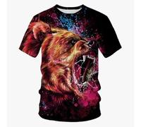 Animale feroce Orso Nero 3D Stampa T-Shirt Uomini Estate Street Collo Rotondo Maniche Corte Tees Moda Cool T Shirts Abbigliamento Maschile