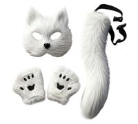 Animale Fox Costume Set con Therian Mask And Tail, Maschera e Coda da Volpe Therian Set di Accessori per Halloween Cosplay Costume Fancy Dress Carnevale Adatto